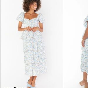 Show Me Your MuMu Blue and White Floral Maxi Dress